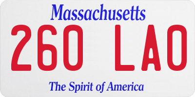 MA license plate 260LA0