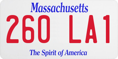 MA license plate 260LA1