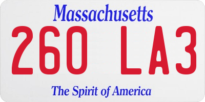 MA license plate 260LA3