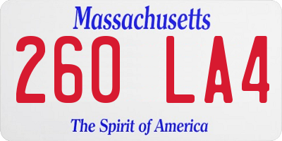 MA license plate 260LA4