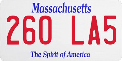 MA license plate 260LA5