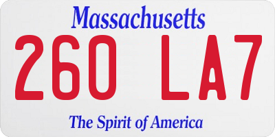 MA license plate 260LA7