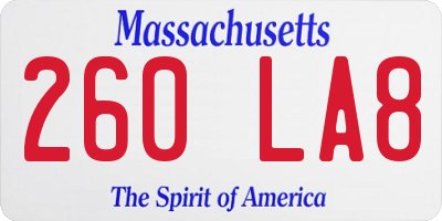 MA license plate 260LA8