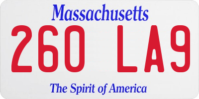 MA license plate 260LA9
