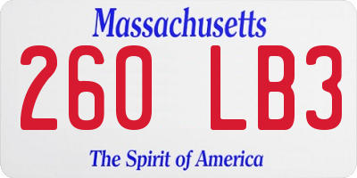 MA license plate 260LB3