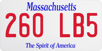 MA license plate 260LB5