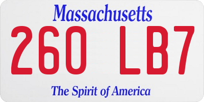 MA license plate 260LB7