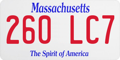 MA license plate 260LC7
