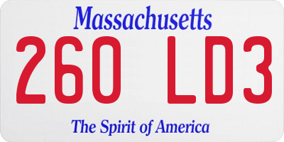 MA license plate 260LD3