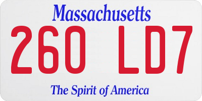 MA license plate 260LD7