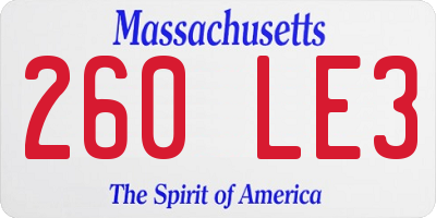 MA license plate 260LE3