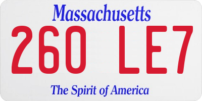 MA license plate 260LE7