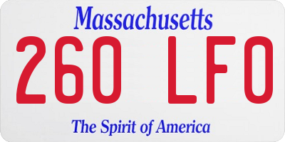 MA license plate 260LF0