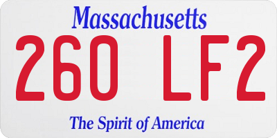 MA license plate 260LF2