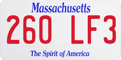 MA license plate 260LF3
