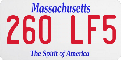 MA license plate 260LF5