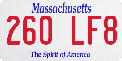 MA license plate 260LF8