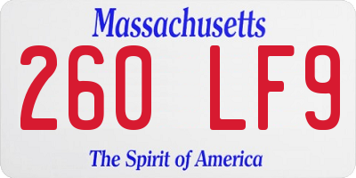 MA license plate 260LF9