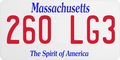 MA license plate 260LG3