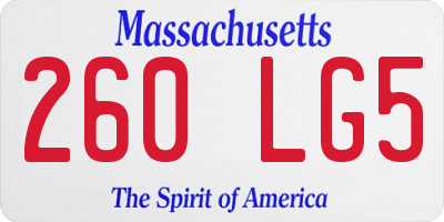 MA license plate 260LG5