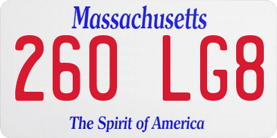 MA license plate 260LG8