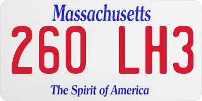 MA license plate 260LH3