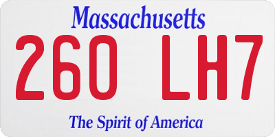 MA license plate 260LH7