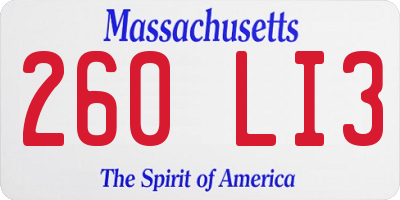MA license plate 260LI3