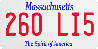 MA license plate 260LI5