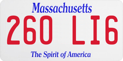 MA license plate 260LI6