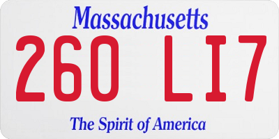 MA license plate 260LI7