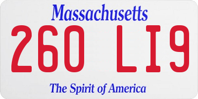 MA license plate 260LI9