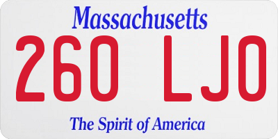 MA license plate 260LJ0