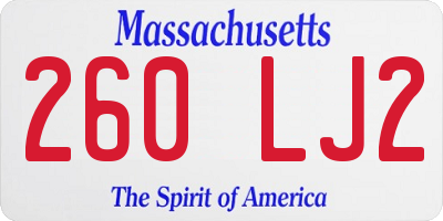 MA license plate 260LJ2