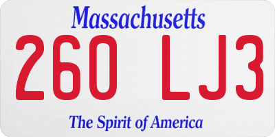 MA license plate 260LJ3