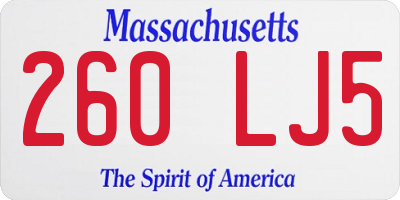MA license plate 260LJ5
