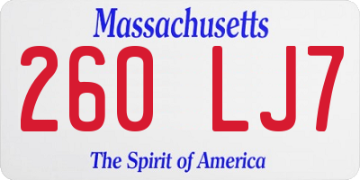 MA license plate 260LJ7