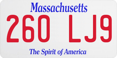 MA license plate 260LJ9