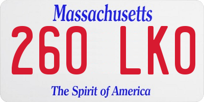 MA license plate 260LK0