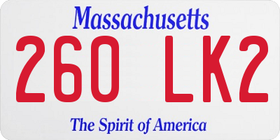 MA license plate 260LK2