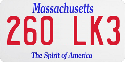 MA license plate 260LK3