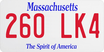 MA license plate 260LK4