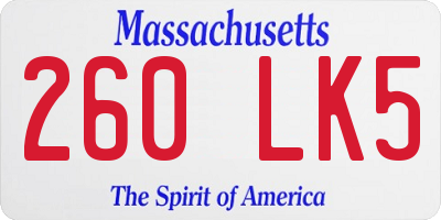 MA license plate 260LK5