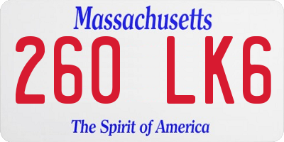 MA license plate 260LK6