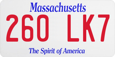 MA license plate 260LK7