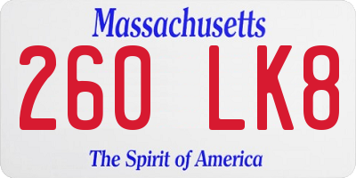 MA license plate 260LK8