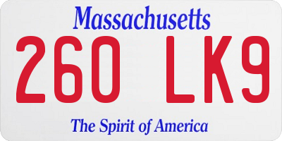 MA license plate 260LK9
