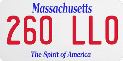 MA license plate 260LL0