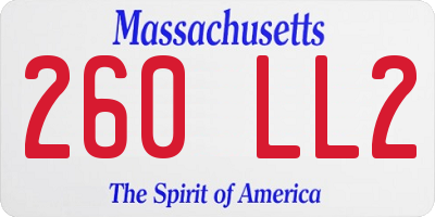 MA license plate 260LL2