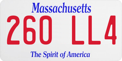 MA license plate 260LL4
